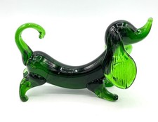 Vintage Green Viking? Art Glass Dachshund Dog Figurine 8