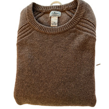 L.L.Bean Rangeley Merino Wool Sweater Mens Large Brown  Crewneck Long Sleeve picture