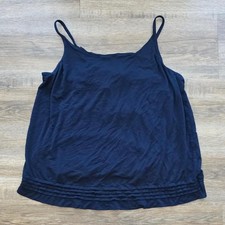 Soma Cool Nights Smocked Navy Blue PJ Cami Tank Top Built-in Bra Large picture