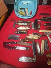🔥60pc Vintage Pocket Knife Lot Case Buck Schrade USA Parts Repair Restoration🔥 picture