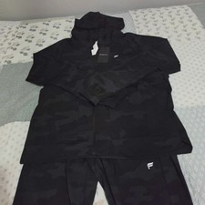 NWT Fabletics Men's The One Jacket & Pants Tracksuit Set Camo Black Size L picture