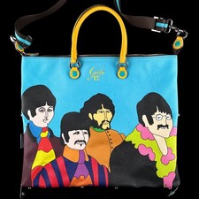 Gabs G3 The Beatles Yellow Submarine Blue Leather Tote Bag Purse Made in Italy picture
