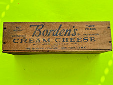 BORDEN'S Primitive Wooden Cream Cheese Box Advertising 3 Lb USA NY picture