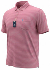 johnnie-O Ryan Stripe Mens 2XL XXL Polo Shirt Pink 4-Button Short Sleeve NWT picture
