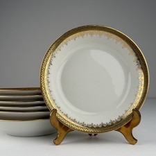 Vintage Limoges Old Abbey Berry Bowls Set of 7 Gold Encrusted Rim JPL Bernardaud picture