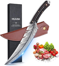 Huusk Japan Knife Feather Knife Hand Forged Viking Knife High Carbon Steel Bu... picture