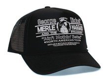 Merle Haggard Solid Black Vintage Truckers Style Hat One-Size Unisex Adult Count picture
