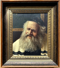 FRAMED ANTIQUE RABBI OIL PAINTING ~ RARE JUDAICA from CHICAGO’s ATLAS GALLERIES picture