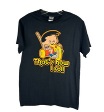 Vintage 90s Bobby's World That's How I Roll Black Short Sleeve T-Shirt Small NWT picture