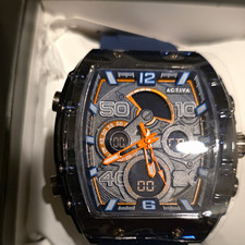 Activa Men’s 50mm Quartz Analog-Digital Chronograph Date Blue Rubber Strap 50m picture