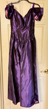 Vtg 80s House of Bianchi Evening Ball Gown Prom Gala Iridescent Purple Dress 12 picture