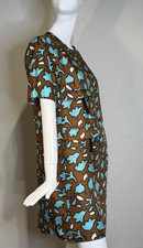 2012 MARNI Abstract Leaf Print Brown Silk Dress SIZE IT44 US8 M, Winter Edition picture