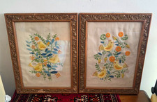 Title: Vintage Elsa Williams Embroidered Birds Floral Framed Pair Cottage Decor picture