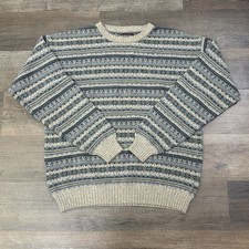 Vtg Roundtree & Yorke Mens M Cotton Blend Geometric Sweater Made in USA Crewneck picture