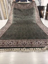 7x10 Silk Area Rug Turkish Style Green Oriental Luxury Handmade Fringe picture