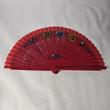 Mexican Hand Fan Hand Made / Painted Red picture