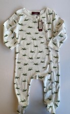 Milkbarn Lil Green Grasshoppers Organic Cotton Footed Pajamas  3-6M  NWT picture