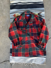 Vintage 60s Pendleton Wool Shirt Jacket Red Green Plaid Shacket USA Made Mens L picture