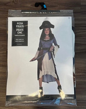 Posh Pirate Adult Large L Complete Outfit Costume, Blue/White/Black picture