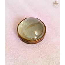Brass Magnifying Glass Paperweight, Vintage Pocket Lens, Desk Accessory picture