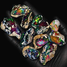 10 PCS Black Opal Rough Natural Ethiopian Raw multifire dry Opals Cutting Grade picture