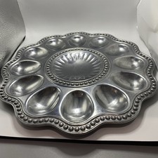 Vtg Wilton Armetale Flutes & Pearls Egg Tray 272550 READ Wear Marks 11” picture