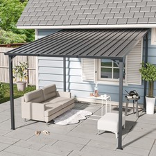 10x10 FT Outdoor Large Hardtop Gazebo Pergola Lean to Wall-Mounted Carport picture