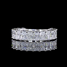2.50Ct Radiant Lab Grown Diamond 3/4 Eternity Wedding Band 14K White Gold VVS2 E picture