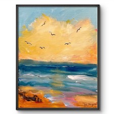 Mary Myers Original Impressionist Seascape Painting 11x14 Acrylic Canvas Ocean picture