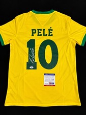Signed Brazil Soccer Pele Jersey #10 Autographed PSA COA Jersey picture