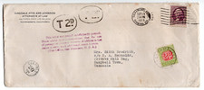 Tasmania CAMPBELL TOWN 1933 CDS on 2d postage due on taxed cover from USA picture