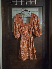 Pre-owned Women's M Orange Floral Forever 21 Sundress picture