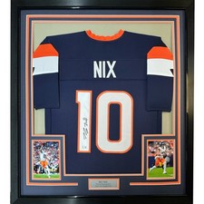 Framed Autographed/Signed Bo Nix 35x39 Denver Blue Jersey Beckett COA picture