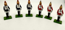 Vintage Britains Detail Household Cavalry Dismounted Guards 6 Figures Metal Base picture