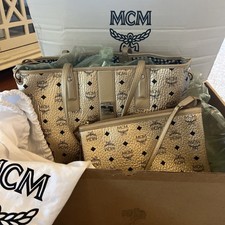 MCM Liz Shopper With Pouch In Berlin Gold Includes Dust Bag picture