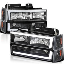 Black LED Tube Headlights + Bumper Parking + Corner Lights picture