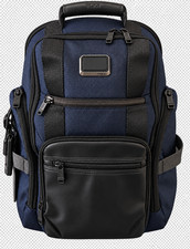 TUMI Alpha Bravo Sheppard Leather Backpack Navy Blue- Business-Travel-Laptop picture