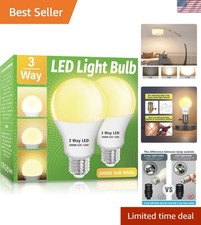 3 Way LED Light Bulbs 2 Pack, 3 Way Light Bulbs 30 70 100 Soft White 3000K,E2... picture