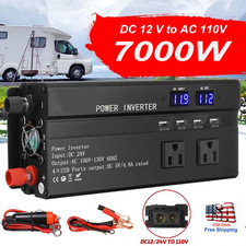 7000W LCD Car Power Inverter DC 12V To AC 110V Pure Sine Wave Solar Converter picture