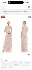 Mac Duggal Women's Floral Applique Long Sleeve Illusion Gown picture