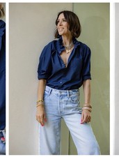 KMJ Kate McHale Jensen Southern Lover Blouse Ruffle Neck 3/4slv Women's XS NWT picture