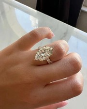 IGI 4 CT Marquise F-VS1 Lab Grown Diamond Engagement Gift Ring 14K Yellow Gold picture