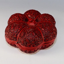 Antique Chinese carved Red Cinnabar Box - Qing Dynasty Gourd 6