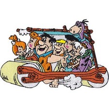 The Flintstones Characters in Car 4.5 Inches Wide Embroidered Patch picture