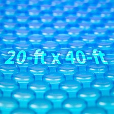Solar Pool Cover 20x40 ft Rectangle 12 Mil Thermal Bubble Blue Wave picture