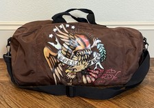 Vintage Don Ed Hardy Duffle Bag Born Free Brown Eagle Strap Y2K picture