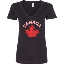 Inktastic Canada Maple Leaf Women's V-Neck T-Shirt Clothing Apparel Tees Adult picture
