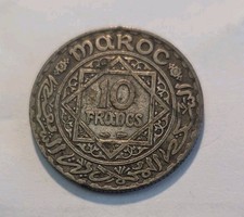 1934 (1352) Morocco 10 Francs- Mohammed V  World Silver Coin picture