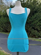 vtg 1950’s ROSE MARIE REID swimsuit, S/M Bombshell~Rockabilly~VLV blue EUC picture