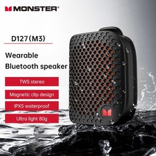 Monster M3 Magnetic Clip On Mini Bluetooth Speaker V5.4 Portable Outdoor Bass picture